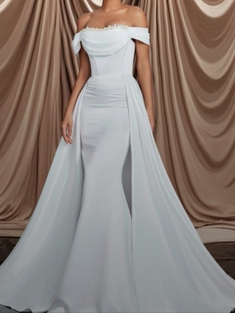 Off-Shoulder White Bridal Evening Gown Size 4 Never Worn Or Tried On